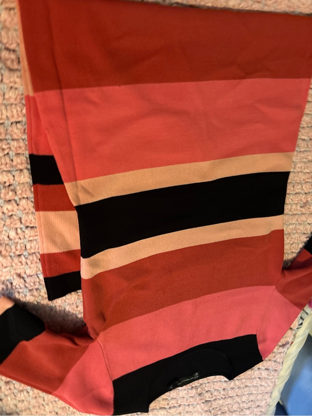 Striped Knit Sweater in Coral, Rust & Black dress